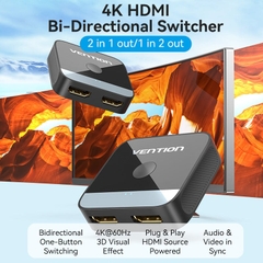 Bộ chuyển cổng tín hiệu HDMI Vention 2-Port HDMI Bi-Direction 4K Switcher - AKO (2 chiều, 2in - 1out / 1in - 2out, 4K@60Hz)