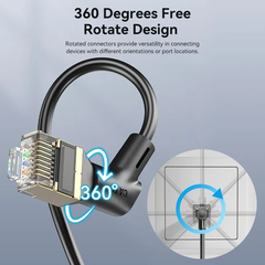 Dây Cáp Mạng Tốc Độ Cao STP Cat8 VENTION IKL (Đầu Xoay 360°, 40Gbps/2000MHz)