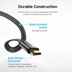 Cáp HDMI 8K dẹp vải dù siêu bền Vention Flat Nylon Braided HDMI-A Male to Male 8K HD Cable 2M - ALK (8K@60hz/ 4K@120Hz/144Hz, 48Gbps Bandwidth, HDR)