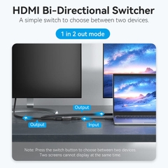 Bộ chuyển cổng tín hiệu HDMI Vention 2-Port HDMI Bi-Direction 4K Switcher - AKO (2 chiều, 2in - 1out / 1in - 2out, 4K@60Hz)