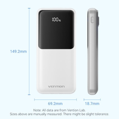 Pin Dự Phòng VENTION FHO 10000mAh 22.5W (With Type-C + Lightning Cable, Digital Display, 1*Type-C + 2*USB-A Port, Micro-USB Input Port)