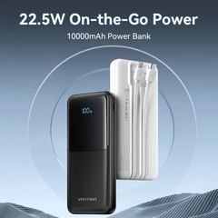Pin Dự Phòng VENTION FHO 10000mAh 22.5W (With Type-C + Lightning Cable, Digital Display, 1*Type-C + 2*USB-A Port, Micro-USB Input Port)