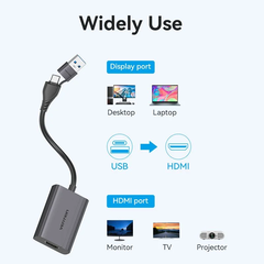 HUB Mở Rộng Đa Năng USB/Type-C to HDMI 1080p VENTION ACY (Dual input, 1080p@60Hz)
