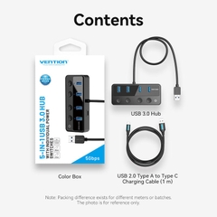 HUB Mở Rộng Đa Năng USB3.0 to 4*USB3.0 + Type C Power Switches VENTION CHW (5Gbps)
