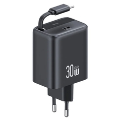Củ sạc tích hợp cáp sạc dây rút USAMS CC243 30W GaN Charger With Type-C Retractable Cable - YC Series (US)Type-C Port + 80CM Type-C Retractable cable