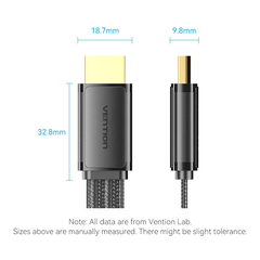 Cáp HDMI 8K dẹp vải dù siêu bền Vention Flat Nylon Braided HDMI-A Male to Male 8K HD Cable 2M - ALK (8K@60hz/ 4K@120Hz/144Hz, 48Gbps Bandwidth, HDR)