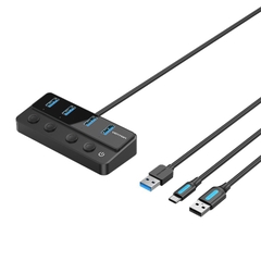 HUB Mở Rộng Đa Năng USB3.0 to 4*USB3.0 + Type C Power Switches VENTION CHW (5Gbps)