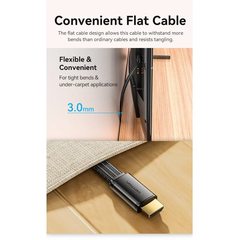 Cáp HDMI 8K dẹp vải dù siêu bền Vention Flat Nylon Braided HDMI-A Male to Male 8K HD Cable 2M - ALK (8K@60hz/ 4K@120Hz/144Hz, 48Gbps Bandwidth, HDR)