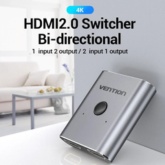 Bộ chuyển đổi 2-Port HDMI Bi-Direction VENTION AFUH0 (4K@60Hz, 18Gbps)
