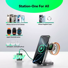 Đế sạc không dây Joyroom W17 Wireless Magnetic Charging Station 3-in-1 for phone for watch for earphone