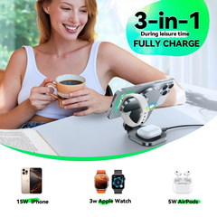 Đế sạc không dây Joyroom W17 Wireless Magnetic Charging Station 3-in-1 for phone for watch for earphone