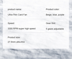 Quạt tích điện mini để bàn RTAKO W30 Ultra-Thin Card Fan (6000mAh, 5-Gear, 48H)