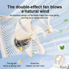 Quạt tích điện mini để bàn RTAKO W30 Ultra-Thin Card Fan (6000mAh, 5-Gear, 48H)