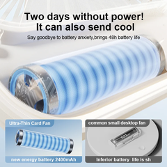 Quạt tích điện mini để bàn RTAKO W30 Ultra-Thin Card Fan (6000mAh, 5-Gear, 48H)