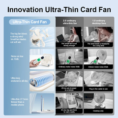 Quạt tích điện mini để bàn RTAKO W30 Ultra-Thin Card Fan (6000mAh, 5-Gear, 48H)