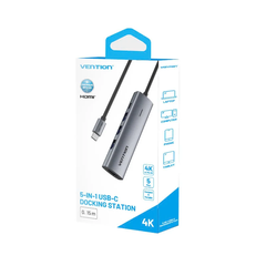 HUB Mở Rộng Đa Năng 5-in-1 VENTION TGG (Type C to 1*HDMI 4K@30Hz, 3*USB3.0 5Gbps, 1*Type-C PD 100W)