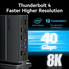 Vention USB-C to Thunderbolt 4/DisplayPort/HDMI/USB 3.2 Gen 2 Type-C/USB 3.2 Gen 2 Type-A x 2/USB 3.0/USB 2.0 x 2/RJ45/SD/TF/3.5mm TRRS/DC 5.5mm Thunderbolt 4 Docking Station EU-Plug Gray Aluminum Alloy Type (TPFH0-EU)