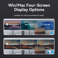 Vention USB-C to Thunderbolt 4/DisplayPort/HDMI/USB 3.2 Gen 2 Type-C/USB 3.2 Gen 2 Type-A x 2/USB 3.0/USB 2.0 x 2/RJ45/SD/TF/3.5mm TRRS/DC 5.5mm Thunderbolt 4 Docking Station EU-Plug Gray Aluminum Alloy Type (TPFH0-EU)