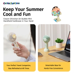 Quạt Cầm Tay Mini ROCK Crayon Shinchan Air Bubble (3W, 8H, 1200mAh, 3-Speed Power)