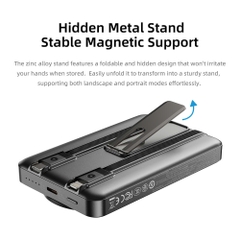 Pin Sạc Không Dây Nam Châm 5-in-1 ROCK P50 10000mAh 20W (tích hợp chân đế giữ điện thoại)