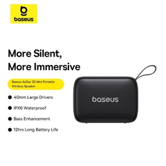 Loa Di Động Không Dây Baseus AeQur 30 Mini (5W, Bluetooth v5.3, 12Hrs, IPX6, Bass Enhancement)