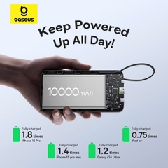 Pin Dự Phòng Baseus Bipow 2 Digital Display With Built-in USB-C Cable 10000mAh/20000mah 20W