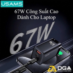 Củ Sạc Nhanh 2C+A USAMS CC272 67W chân dẹp, GaN Charger, 3 cổng sạc