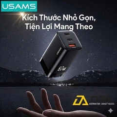 Củ Sạc Nhanh 2C+A USAMS CC272 67W chân dẹp, GaN Charger, 3 cổng sạc