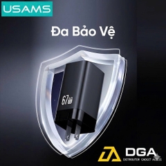 Củ Sạc Nhanh 2C+A USAMS CC272 67W chân dẹp, GaN Charger, 3 cổng sạc