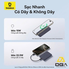 Pin Dự Phòng Không Dây Baseus EnerFill FM11 Ultra-Mini 10000mAh 22.5W (Sạc Không Dây 15W, Kèm Cáp C to C 0.3m 60W)