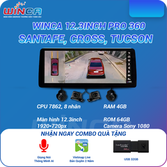 Màn Hình DVD Android Ô Tô Winca S300+ Pro 360 12.3 Inch Dành Cho Santafe, Tucson, Cross