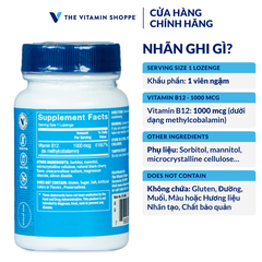 Thực phẩm bảo vệ sức khỏe B12 METHYLCOBALAMIN 1000 MCG