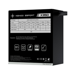 Nguồn máy tính KENOO ESPORT X350 - Màu Đen - Cáp dẹt