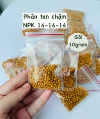 PHÂN TAN CHẬM HẠT VÀNG NPK 14-14-14 (1 GÓI 10G), chuyên dùng cho kiểng lá, cây kiểng nội thất, Cây Tươi Nguyên