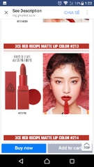 Son 3CE Red Recipe New -211, 212, 213, 214, 215-hàn