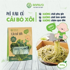 Mì Cải Bó Xôi Ăn Dặm Organic Anpaso 300g  Thương hiệu: Anpaso  Loại sản phẩm: Mì rau củ hữu cơ  Trọng lượng: 300gr 