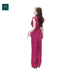 Set doris áo sơ mi lụa túi vuông