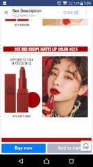 Son 3CE Red Recipe New -211, 212, 213, 214, 215-hàn