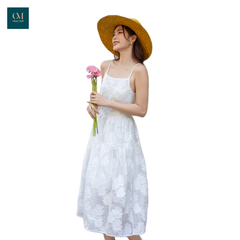 Đầm 02 dây trắng kem Joyce