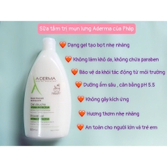 Sữa tắm A-derma giảm mụn lưng, viêm lỗ chân lông Aderma 500ml-pháp