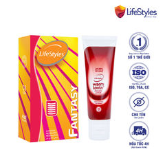 COMBO BAO CAO SU LIFESTYLES FANTASY (12 CÁI/HỘP) + GEL BÔI TRƠN LIFESTYLES WARM LOVIN' 50ML