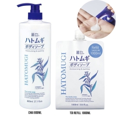 SỮA TẮM DƯỠNG ẨM VÀ TRẮNG DA Ý DĨ 800ML-HATOMUGI