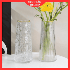 LỌ HOA THỦY TINH CỔ VIỀN VÀNG CTB571 - BECHIP