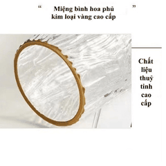 LỌ HOA THỦY TINH CỔ VIỀN VÀNG CTB571 - BECHIP
