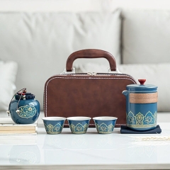 BỘ ẤM PHA TRÀ GỐM SỨ DU LỊCH TRÁNG MEN CAO CẤP