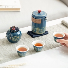 BỘ ẤM PHA TRÀ GỐM SỨ DU LỊCH TRÁNG MEN CAO CẤP