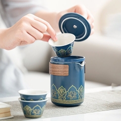 BỘ ẤM PHA TRÀ GỐM SỨ DU LỊCH TRÁNG MEN CAO CẤP