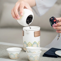 BỘ ẤM PHA TRÀ GỐM SỨ DU LỊCH TRÁNG MEN CAO CẤP