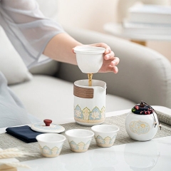 BỘ ẤM PHA TRÀ GỐM SỨ DU LỊCH TRÁNG MEN CAO CẤP