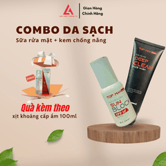 COMBO DA SẠCH SỮA RỬA MẶT DEEP CLEAN 100ML + KEM CHỐNG NẮNG SUN BLOCK 40ML - MỸ PHẨM LAN ANH